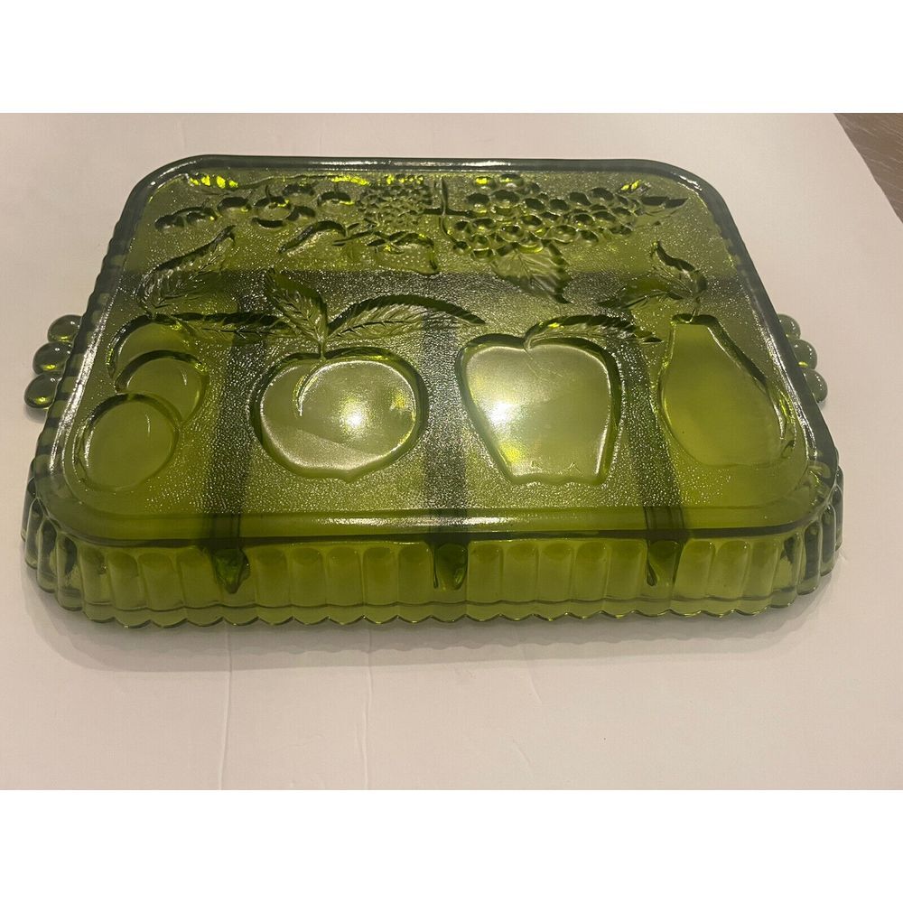 Vintage‎ Indiana Glass Green Divided 5 Part Relish Serving GREAT Condition MCM - Picture 4 of 5